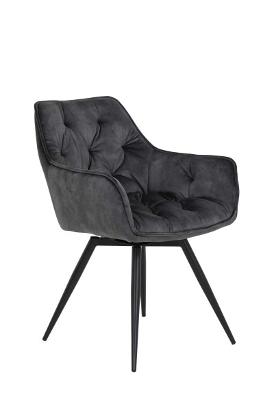 Sesselstuhl Florentina - Samtvelour Vintage Anthrazit