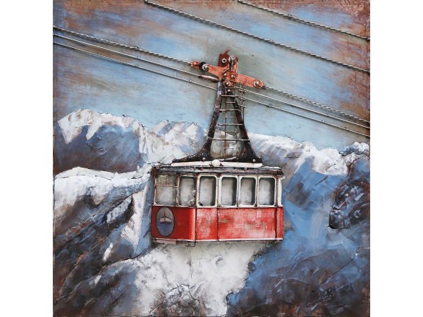 3D-Metallbild - Motiv: Seilbahn - 100 x 100cm