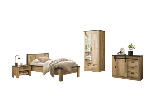 Schlafzimmer II Sherwood 90x200 - Landhaus Old Style hell