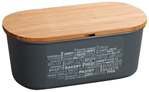 Brotbox mit Schneidebrett - Melamin/Bambus - Grau