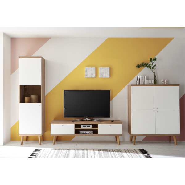Wohnwand III Merle - Skandinavisches Design - Eiche Riviera