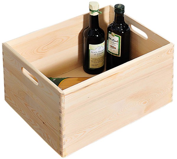 Allzweckkiste mit Stapelleiste, Kiefernholz - 40 x 30cm, Höhe 23cm