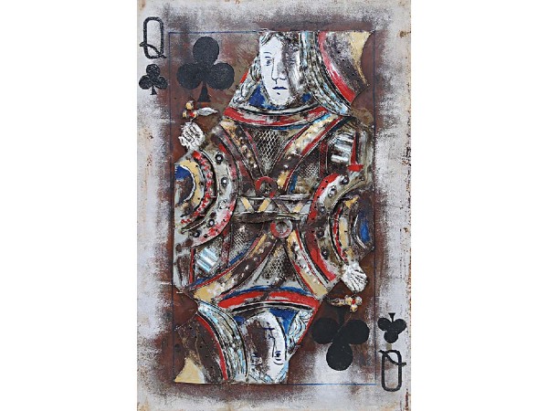 3D-Metallbild - Motiv: Queen of Clubs - 120 x 80cm