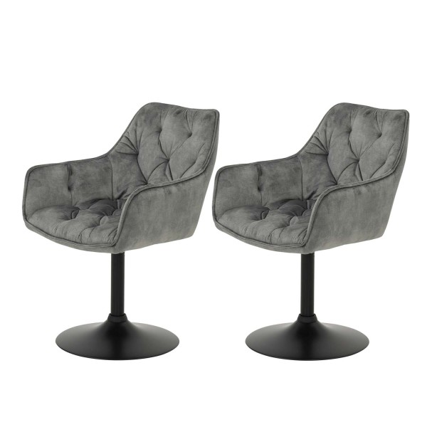 2er Set Stuhl Birte - Samtvelour Vintage Grau