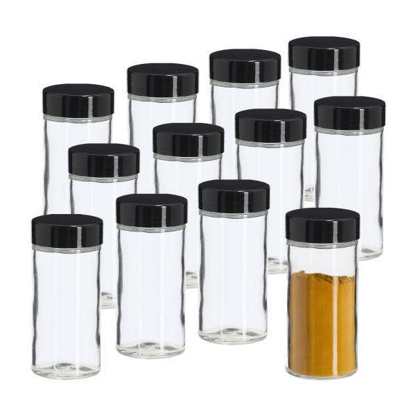12er Set Gewürzglas mit Kunststoffdeckel - 90ml / Ø 4,5 x 9,5cm