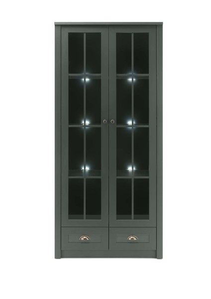 2-türige Vitrine Ascot - Landhaus Grün