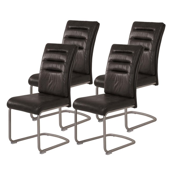 4er Set Schwingstuhl Paula - Vintage Anthrazit