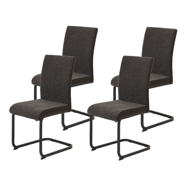 4er Set Schwingstuhl Linn - Webstoff Braun