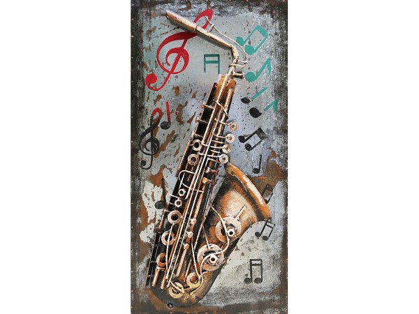 3D-Metallbild - Motiv: Saxofon - 80 x 40cm