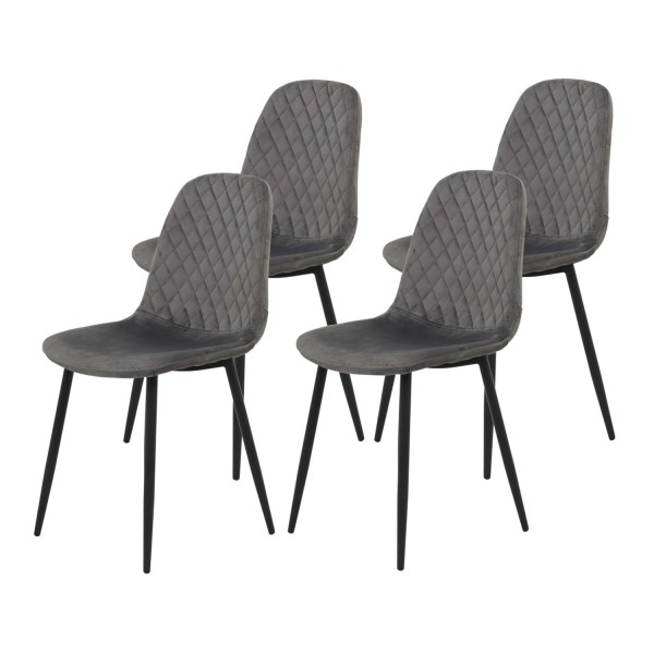 4er Set Küchenstuhl Mira - Samtvelour Grau