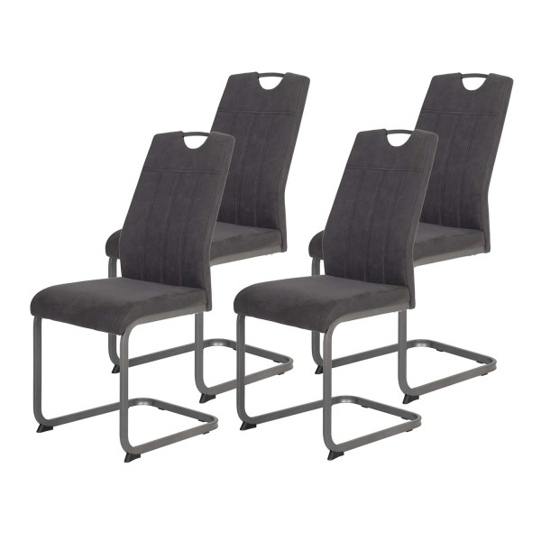4er Set Schwingstuhl Christina II - Vintage Anthrazit