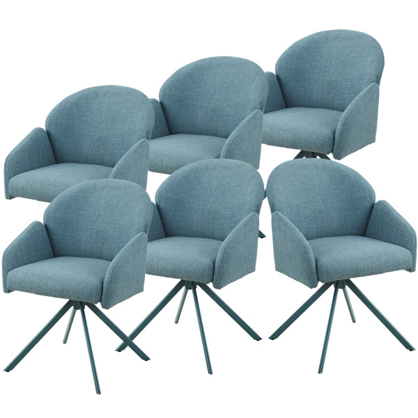 6er Set Sesselstuhl Holly drehbar - Webstoff Petrol