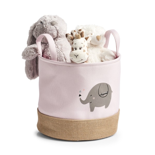 Aufbewahrungskorb Elefant - Rosa, Jute - Ø 30cm
