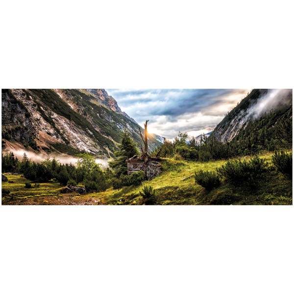 Glasbild - Motiv: Berghütte - 50 x 125cm