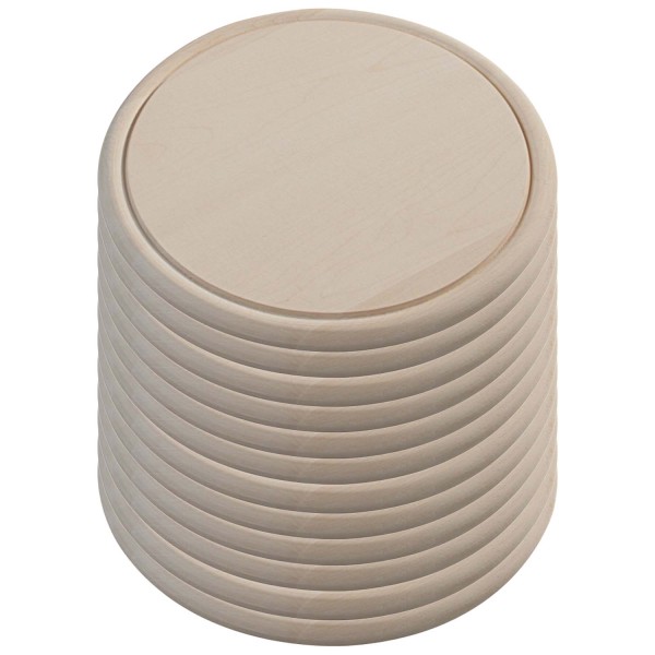 12 Vesperteller mit Saftrille, Birke - Ø 25cm, Stärke 1,5cm