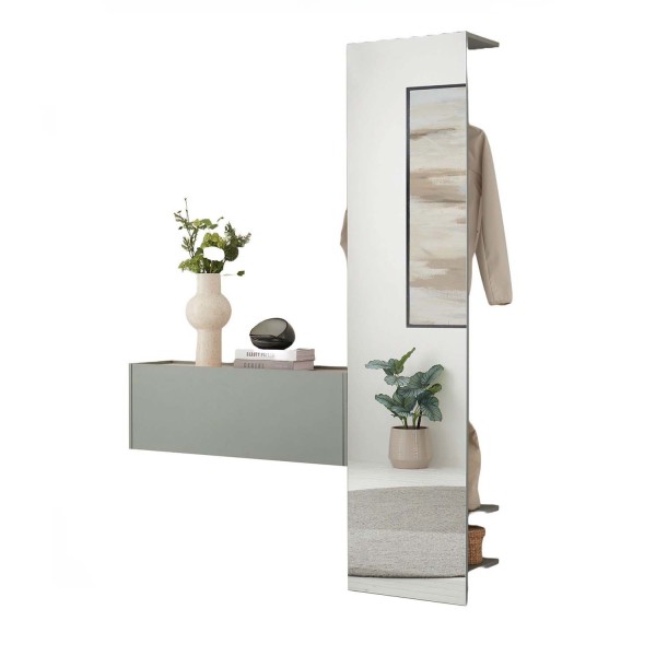 Spiegelgarderobe City - Grün Aloe / Barista Oak