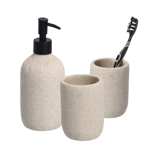 3-teiliges Badaccessoire-Set Natural - Beige