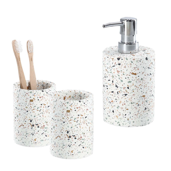 3-teiliges Badaccessoire-Set Terrazzo - Zement