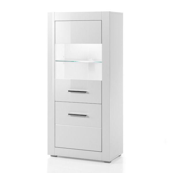 Kleine Vitrine Bianco - Weiß Hochglanz - 2-türig