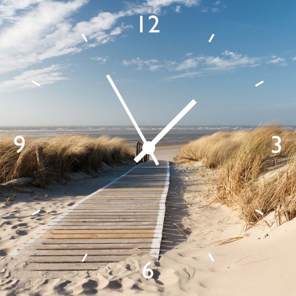 Glasuhr - Motiv: Strand - 30 x 30cm