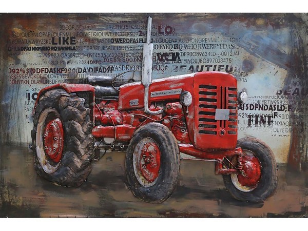3D-Metallbild - Motiv: Roter Traktor- 80 x 120cm