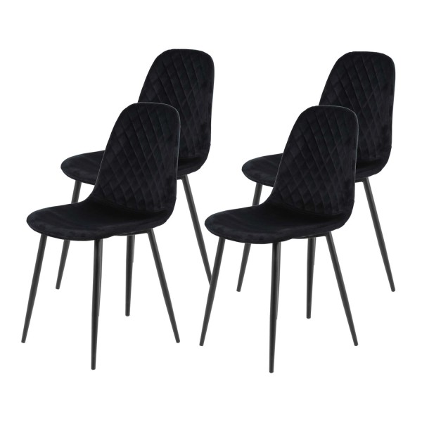 4er Set Küchenstuhl Mira - Samtvelour Schwarz