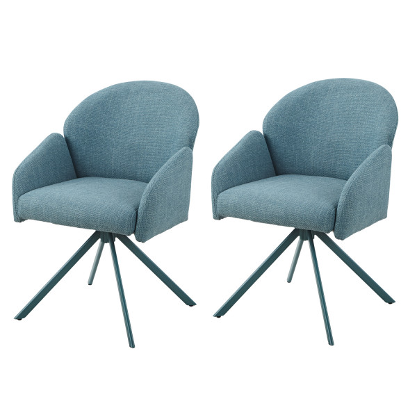 2er Set Sesselstuhl Holly drehbar - Webstoff Petrol