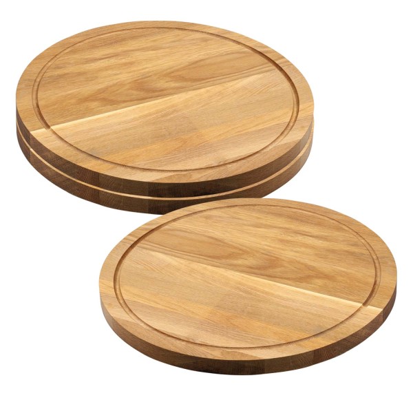 3er Set Schneide- / Servierbrett, Eiche - Ø 40cm, Stärke 2,5cm