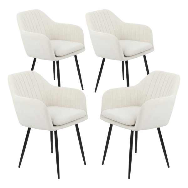 4er Set Sesselstuhl Lia - Samtvelour Creme
