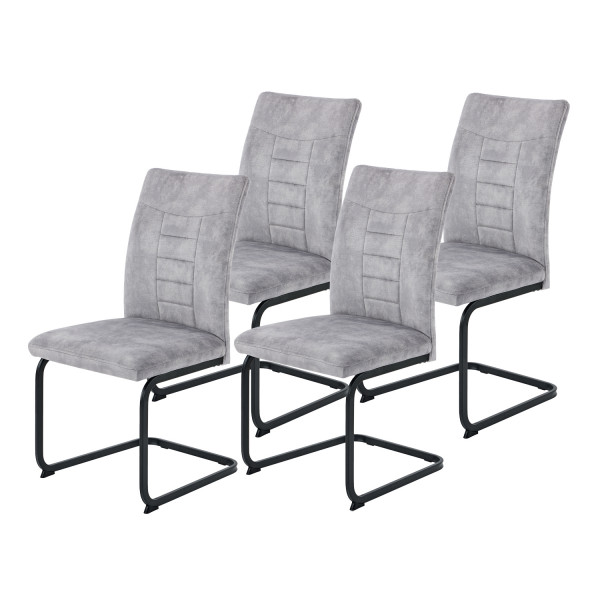 4er Set XL-Schwingstuhl Gela - Vintage Velvet Silber