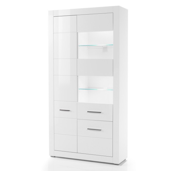 Vitrine Bianco - Weiß Hochglanz - 3-türig
