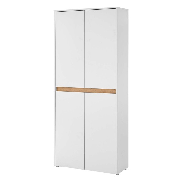 Großer Schuhschrank City - Weiß / Wotan Eiche