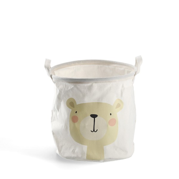 Aufbewahrungskorb Bär - Canvas, Weiß - Ø 30cm