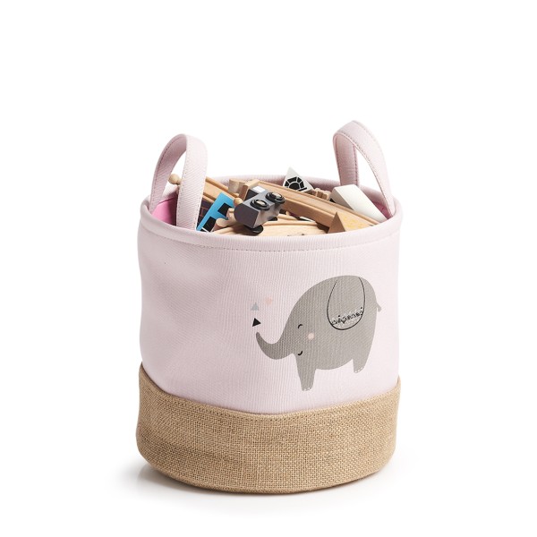 Aufbewahrungskorb Elefant - Rosa, Jute - Ø 25cm