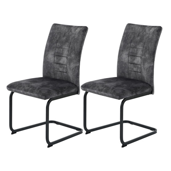 2er Set XL-Schwingstuhl Gela - Vintage Velvet Anthrazit