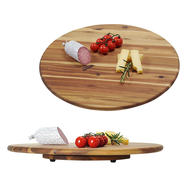3 Stück Dreh- und Servierplatte, Akazienholz - Ø 40 cm