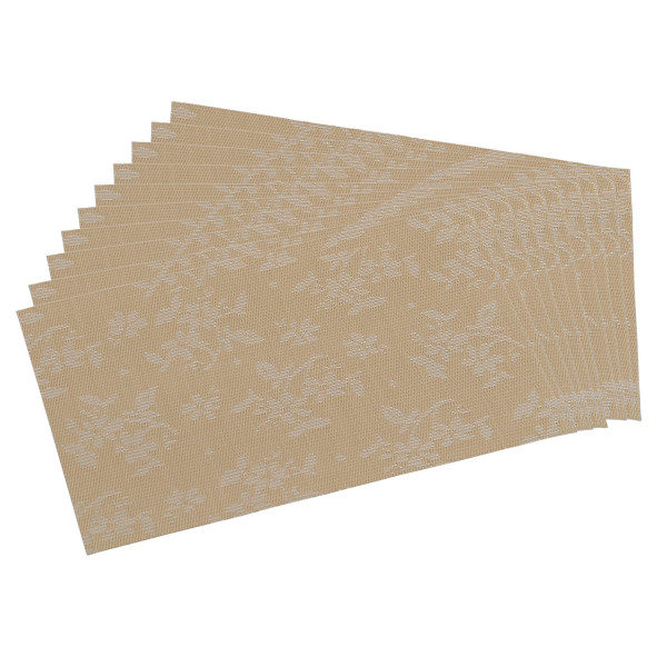 10 Platzsets aus Kunststoff, Flora Beige - 43 x 29 cm