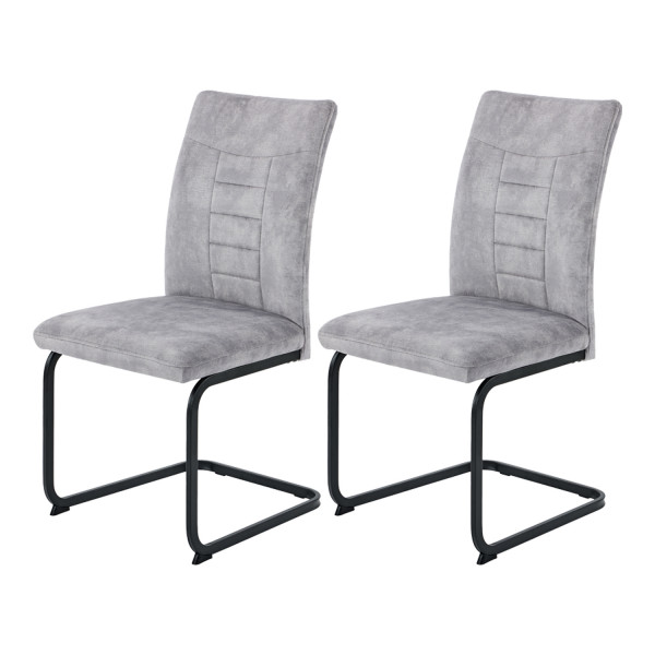 2er Set XL-Schwingstuhl Gela - Vintage Velvet Silber