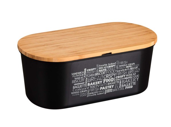 Brotbox mit Schneidebrett - Melamin/Bambus - Schwarz