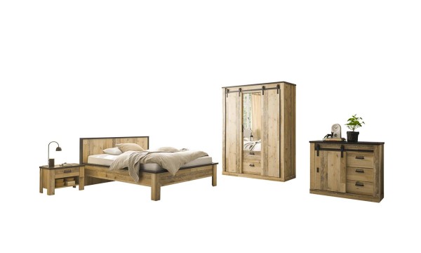 Schlafzimmer II Sherwood 140x200 - Landhaus Old Style hell