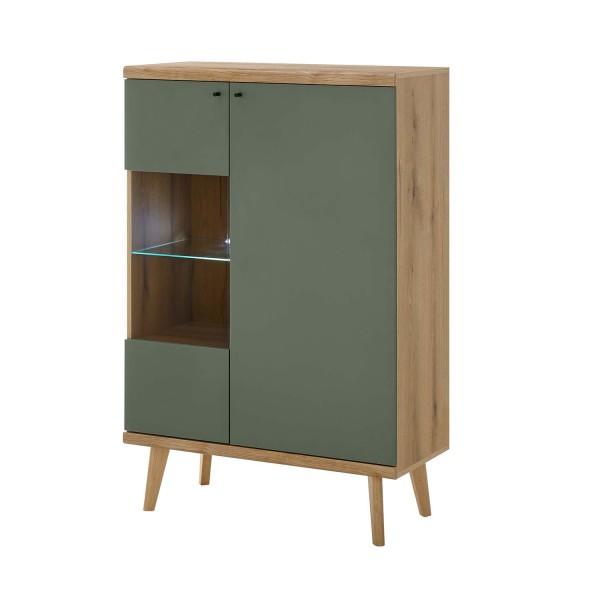 Vitrinenschrank Alva - Evoke Eiche / Salbei