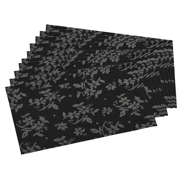 10 Platzsets aus Kunststoff, Flora Schwarz - 43 x 29 cm