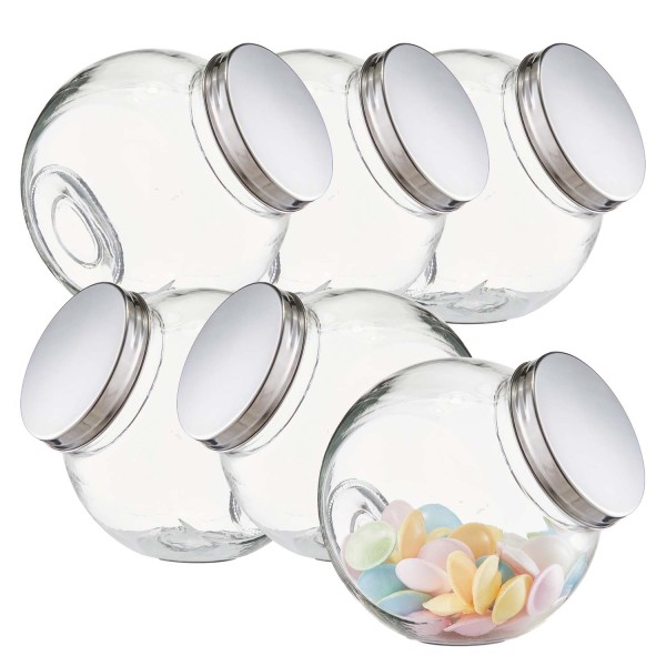 6 Stück Vorratsglas Candy, Edelstahldeckel - 19 x 13,5 x 19 cm