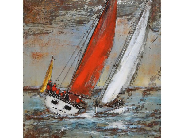 3D-Metallbild - Motiv: Segelboote - 100 x 100cm