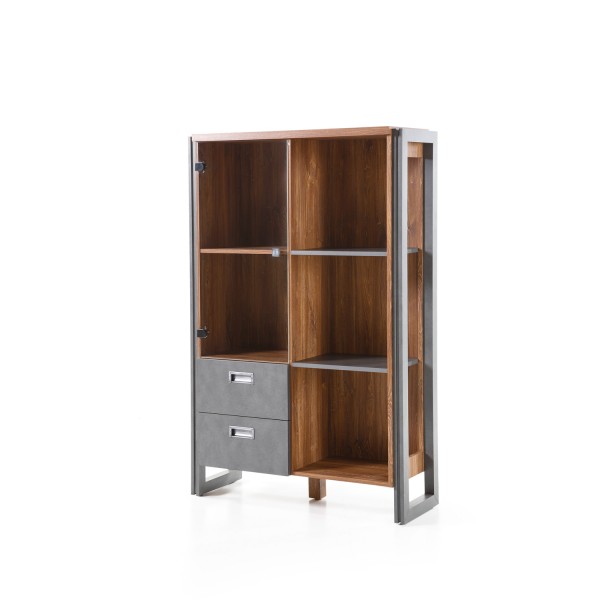 Highboard Detroit - Industrial Stirling Oak - Glasfront