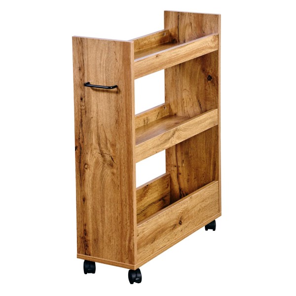 Offenes Nischenregal / Küchenregal, rollbar - wild oak