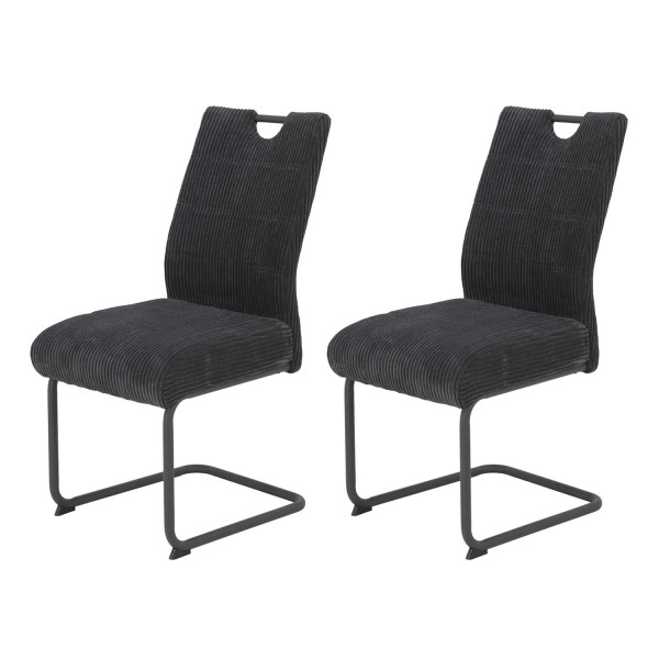 2er Set Schwingstuhl Merkur - Cord, Anthrazit