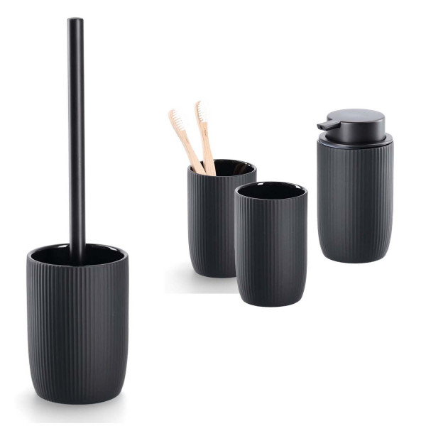 4-teiliges Badaccessoire-Set - Keramik Schwarz