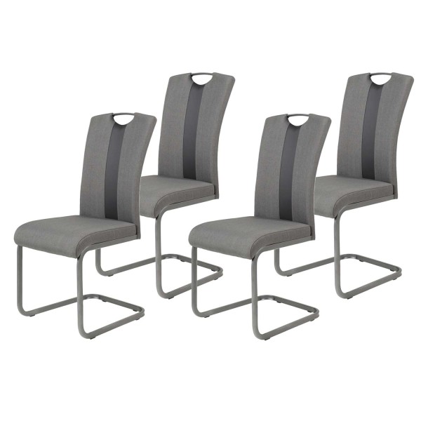 4er Set Schwingstuhl Amber II - Webstoff Anthrazit