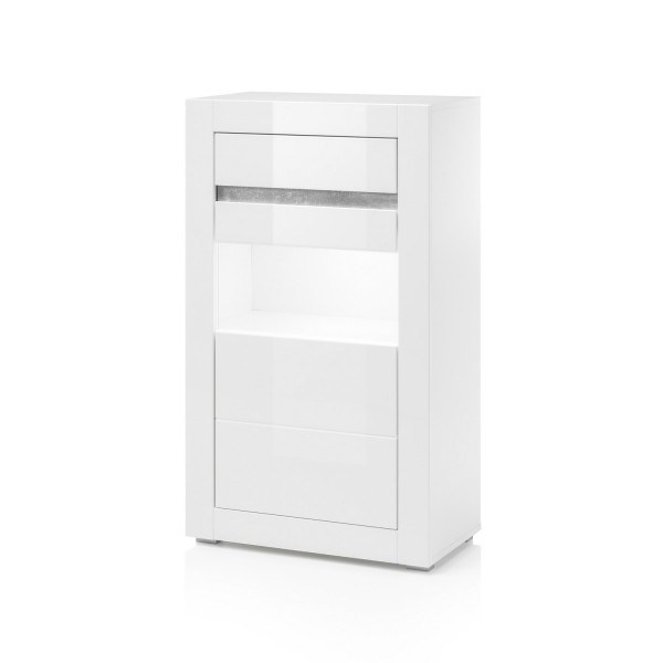 Kleine Vitrine Carat - Weiß Hochglanz - 1-türig